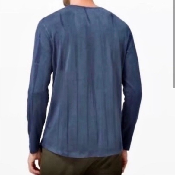 Lululemon Five Year Basic Men Sz M Tie Dye Long Sleeve Shirt Blue Soft Gym READ - Picture 11 of 12
